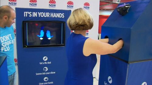 UV "germ detectors" will be on show at major train stations to reinforce the importance of regularly washing your hands. (9NEWS)