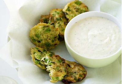 Pea and mint fritters