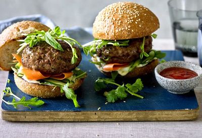 Recipe:&nbsp;<a href="http://kitchen.nine.com.au/2016/06/16/11/23/asianstyle-beef-burgers" target="_top">Asian-style beef burgers</a>