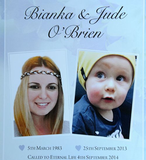 Photo of the order of service for the the memorial of Bianka and Jude O'Brien. Source: AAP