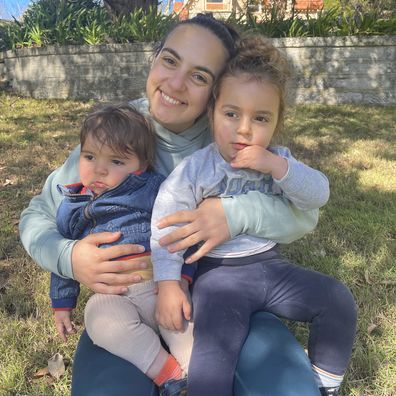 Nikolina Kharoufeh with sons Noah and Leo. 