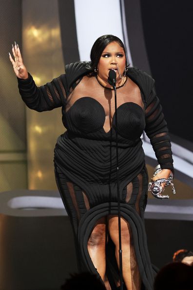 Lizzo accepts an award for Best Video for Good for "About Damn Time" onstage at the 2022 MTV VMAs at Prudential Center on August 28, 2022 in Newark, New Jersey. 