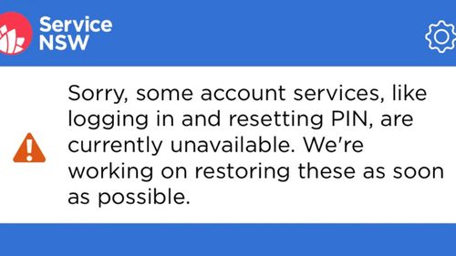 The error message on the Service NSW app.