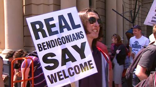 Anti-racism demonstrators welcomed the decision to grant the mosque planning approval. (AAP)