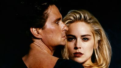 American actors Michael Douglas and Sharon Stone on the set of Basic Instinct.