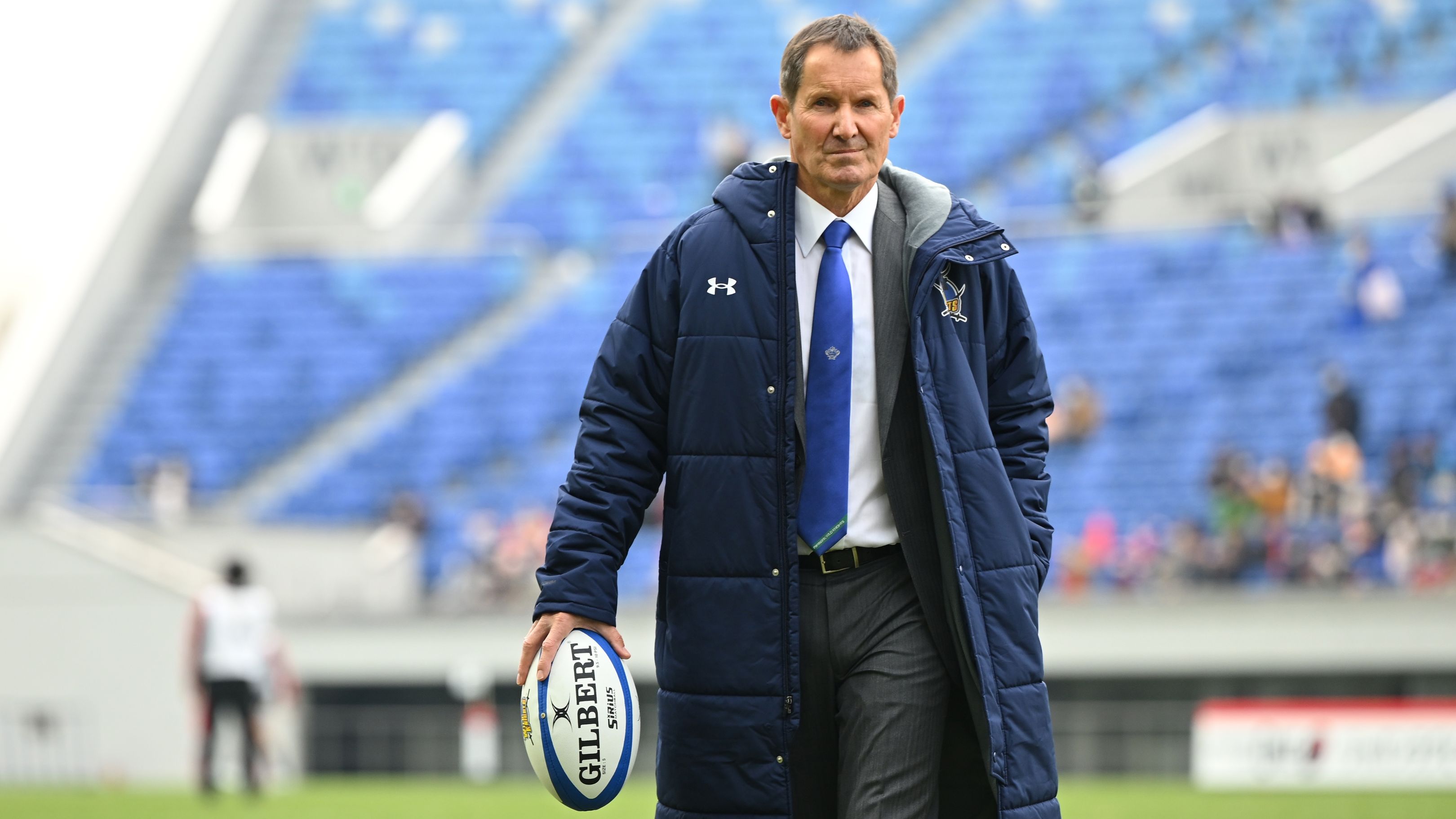 Coach Robbie Deans of Saitama Wild Knights at Kumagaya Rugby Stadium.