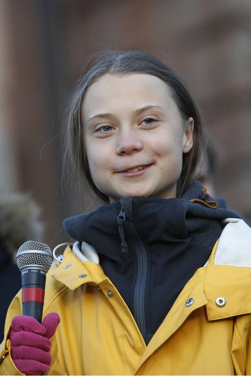 Swedish environmental activist Greta Thunberg attends a climate march, in Turin, Italy