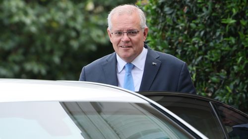 Prime Minister Scott Morrison departs Government House after meeting with the Governor-General.