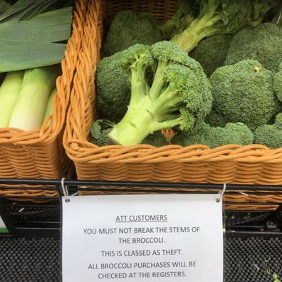 broccoli sign at supermarket