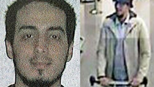 Najim Laachraoui (left) and the man captured with the alleged airport bombers on CCTV who the media have identified as Laachraoui.