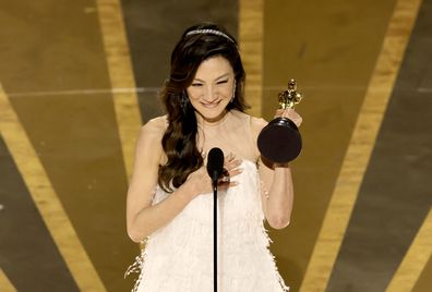 Michelle Yeoh accepts the Best Actress award for "Everything Everywhere All at Once" onstage during the 95th Annual Academy Awards at Dolby Theatre on March 12, 2023 in Hollywood, California. (Photo by Kevin Winter/Getty Images)