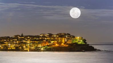 Supermoon over Bondi Beach