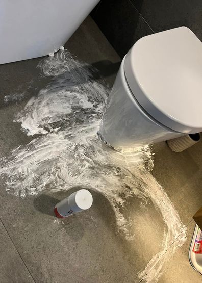 Clean the Facebook bathroom shaving cream