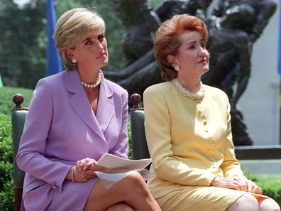 Diana, Princess Of Wales, Making An Anti-landmines Speech At The Red Cross Headquarters In Washington. With Elizabeth Dole.  (Photo by Tim Graham Photo Library via Getty Images)