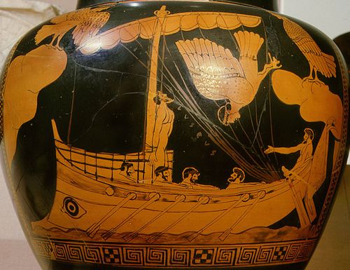 Ancient Greek pottery such as this one in the British Museum depicts a similar shaped ship to the one found in the Black Sea.