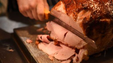 Christmas ham carving technique