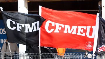 CFMEU flags.