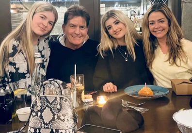 Charlie Sheen and Denise Richards with their daughters Lola and Sam (right). 