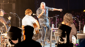 Jimmy Barnes returns to the stage at Byron Bay Bluesfest after open heart surgery.