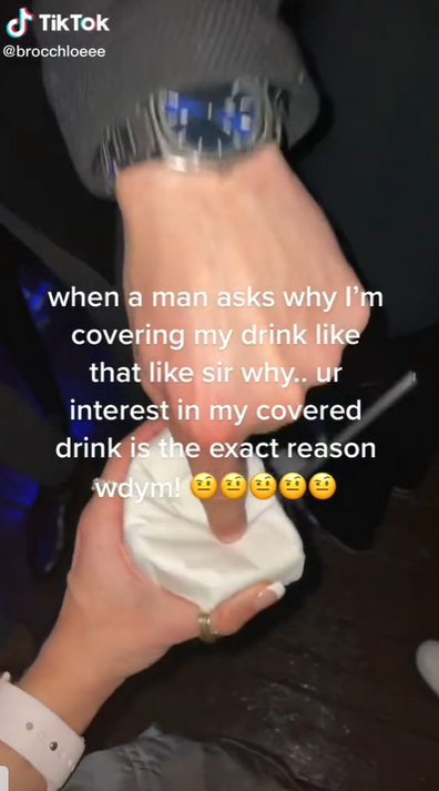 Woman reveals why she covers her drink on a night out in viral TikTok.
