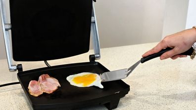 Bacon and eggs on the toasted sandwich maker
