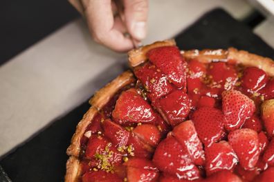 Cathay Pacific strawberry tart business class