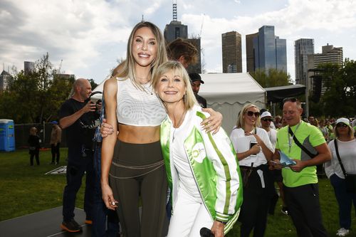  Chloe Lattanzi and Olivia Newton John attends the Olivia Newton-John Wellness Walk and Research Run on October 06, 2019 in Melbourne, Australia. The event helps fund cancer research and provide access to world-leading wellness and support care programs for patients within the ONJ Centre. (Photo by Sam Tabone/WireImage)