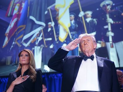 First Lady Melania Trump and President Donald Trump at the White House Correspondents Association Dinner on April 25, 2026 in Washington, DC. 