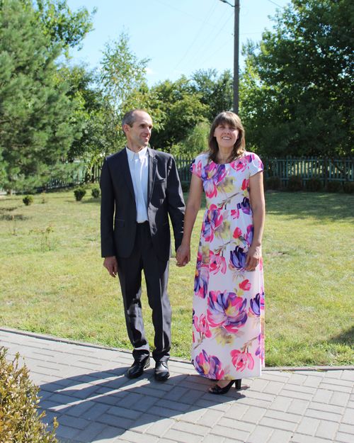 In this photo provided by Tetiana Boikiv, she and Mykola "Kolia" Moroz stand together on their wedding day in Ozera, Ukraine on Aug. 16, 2020. 
