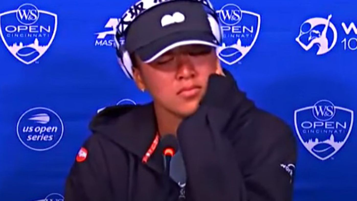 Naomi Osaka is reduced to tears at a media conference ahead of the Cincinnati Open.