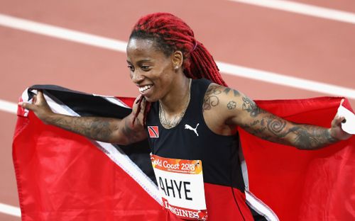 Ahye led from start to finish to win in 11.14 seconds. (Getty)