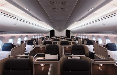 Qantas Dreamliner Business Class cabin