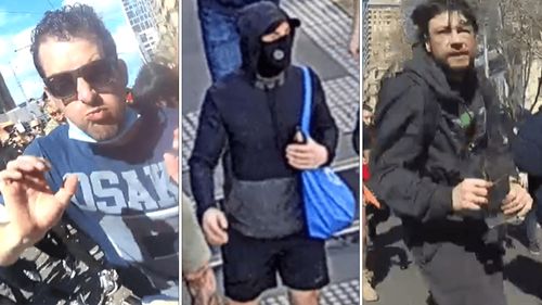 Police have released images of men they want to speak to after Melbourne's lockdown protests.