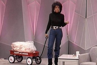 It's an oldie but a goldie. In 1988, Oprah wheeled 30 kilograms of animal fat onto her show's set to represent the weight she'd shed in five months by running 10 kilometres a day and consuming nothing but liquids. Not even the fact that she regained the weight (and then some) in the following years could put a damper on this moment.
