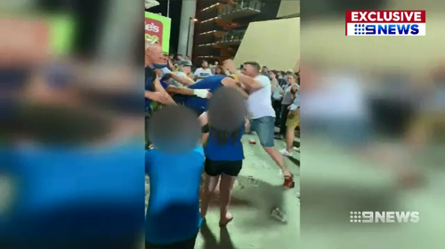 A violent punch-up started in the crowds at last night's Big bash game at Adelaide Oval.
