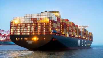 The world's largest container ship, the MSC Gülsün, has arrived in Europe after its maiden voyage from China.