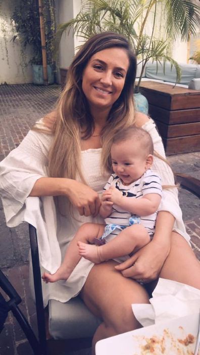Gemma Crowe with one of her sons in 2018.