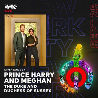 Duke and Duchess of Sussex at Global Citizen Live 2021.