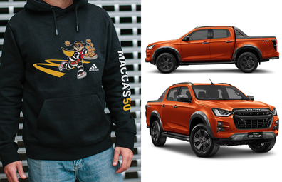 McDonald's x Adidas hoodie, Isuzo D-Max X-Terrain vehicle