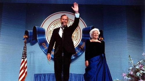 With beloved wife Barbra at an Inauguration Ball after George WH Bush became President of the US.