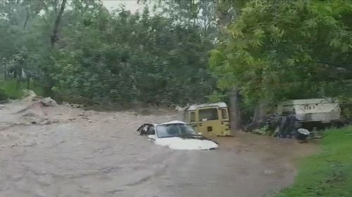 Properties have been left isolated and cars left submerged in the heavy rainfall that has hit parts of Far North Queensland (Supplied).