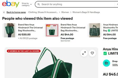 woolworths designer bag Anya Hindmarch for sale on ebay