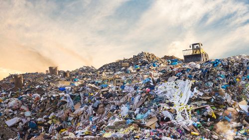 Garbage pile in trash dump or landfill. Pollution concept.