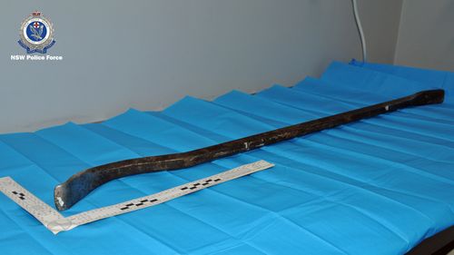 A crowbar found at the scene of the robbery in Moama.