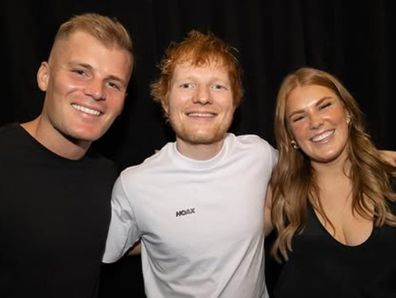 Jackson with Brooke and singer Ed Sheeran.