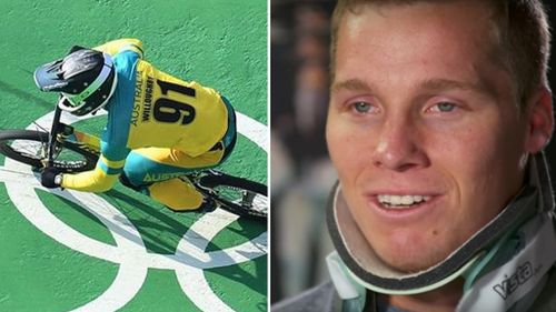 Willoughby broke two vertebrae in his spine and crushed his spinal cord when he crashed at Chula Vista bike track in California in September last year. (AAP/9NEWS)