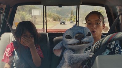 (L-R) Maia Kealoha as Lilo, Stitch and Sydney Agudong as Nani in Disneys live-action LILO & STITCH. Photo courtesy of Disney. © 2025 Disney Enterprises Inc. All Rights Reserved.