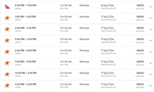 Flights to Melbourne from Sydney 