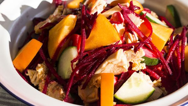 Poh's tuna, persimmon and beetroot salad