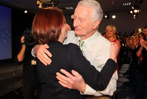 Julia Gillard with her father, John. (AAP)
